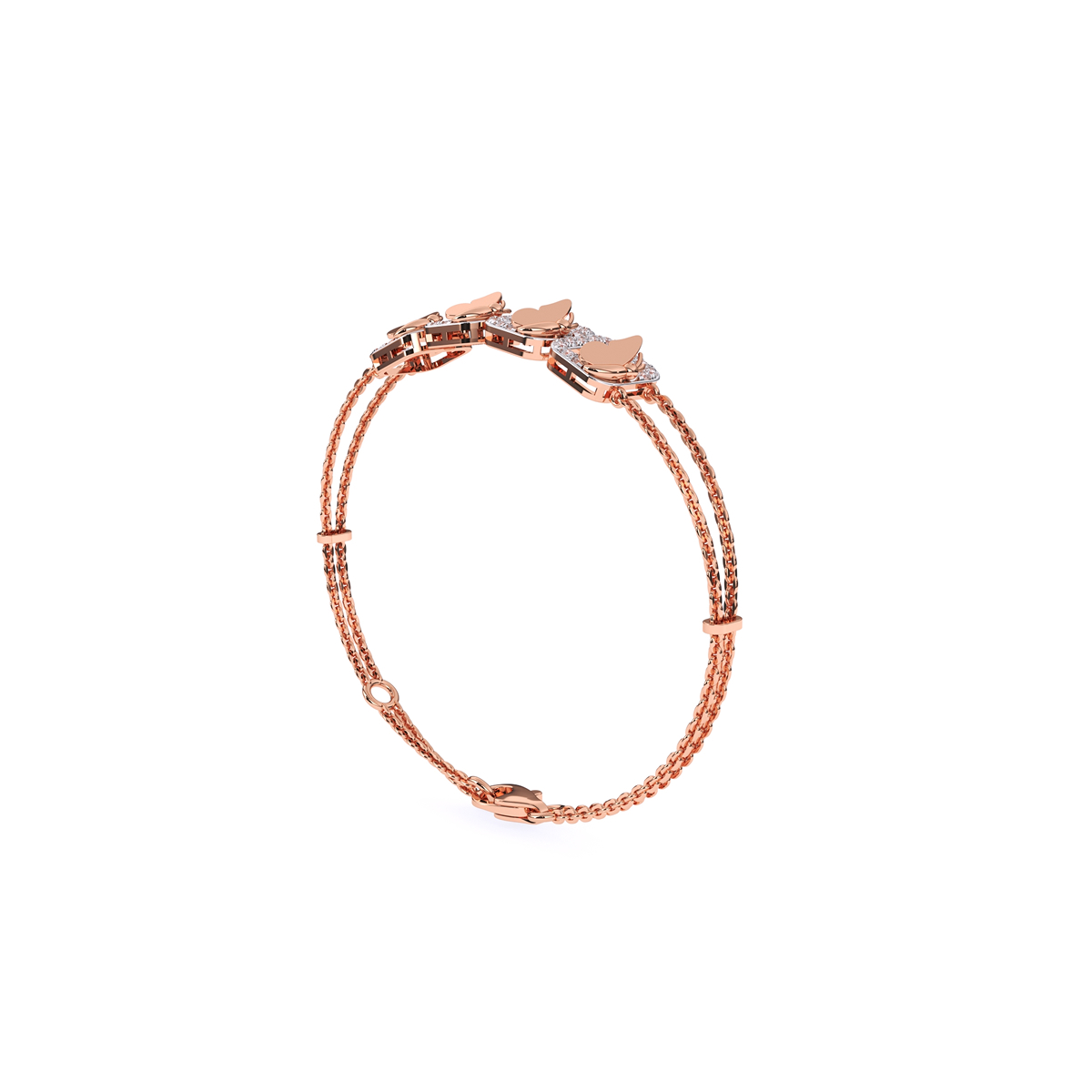 Four Square Rose Gold Diamond Bracelet
